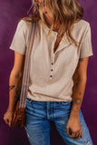 Oatmeal Short Sleeve Henley Top