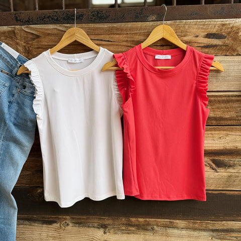 Ruffled Rib Knit Tops