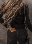 Black Long Sleeve Henley Top
