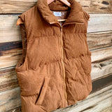 Camel Corduroy Puffer Vest