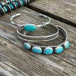 Rolled Bar Turquoise Cuff