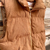 Camel Corduroy Puffer Vest