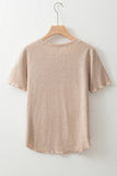 Oatmeal Short Sleeve Henley Top
