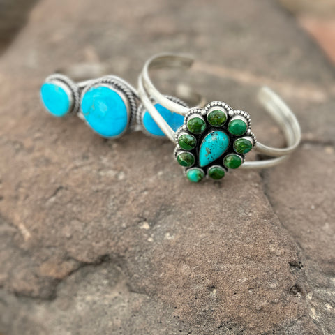 Deep Turquoise Three Stone Cuff