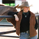 Camel Corduroy Puffer Vest