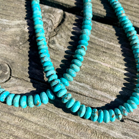 Turquoise Rondelle Graduated Necklace 16"