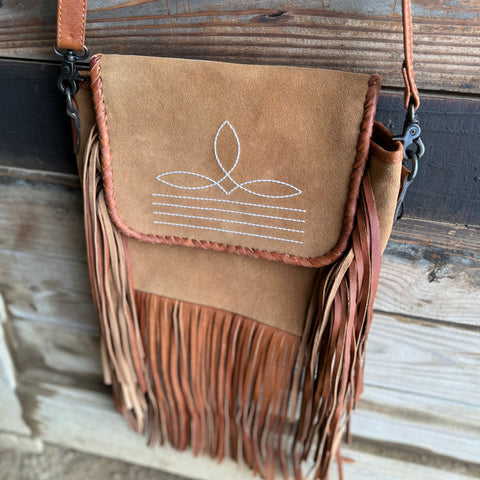 Suede Leather Boot Stitch Crossbody