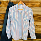 Striped Pearl Snap Western Shirt