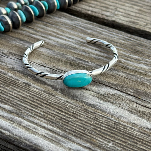 Rolled Bar Turquoise Cuff