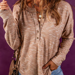 Rust Drop Shoulder Henley Top