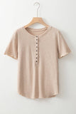 Oatmeal Short Sleeve Henley Top