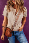 Oatmeal Short Sleeve Henley Top