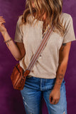 Oatmeal Short Sleeve Henley Top