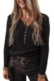 Black Long Sleeve Henley Top