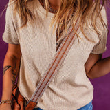 Oatmeal Short Sleeve Henley Top